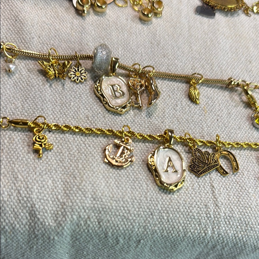 Gold Charm Bracelet with Initials